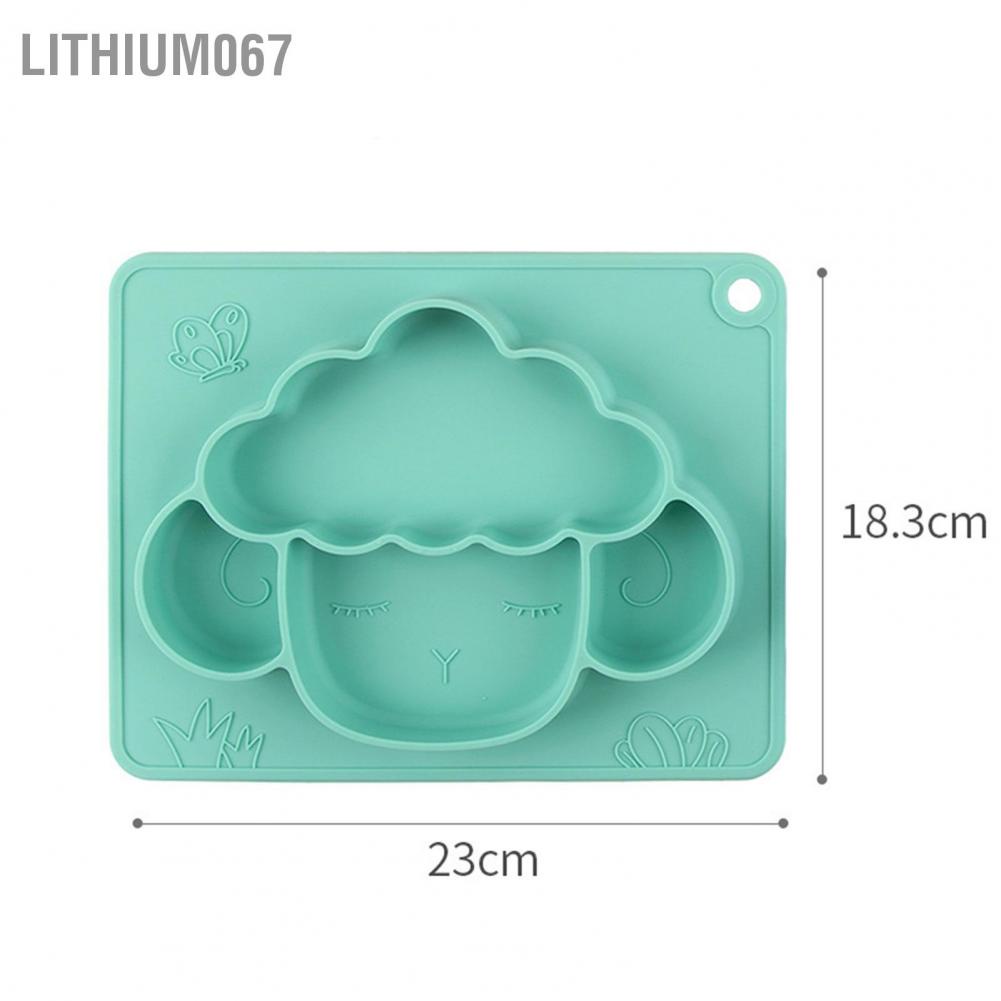 Lithium067 Đĩa ăn cho bé chia đôi Hoạt hình động vật có dạng ngăn trượt bằng silicon trẻ em