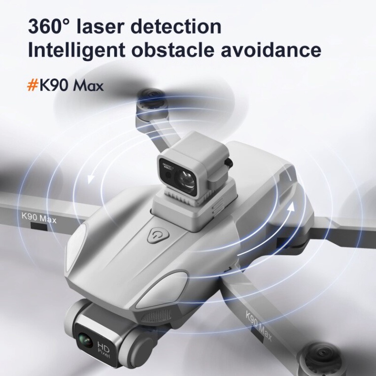 2 Camera + Bay Xa 1500M GPS Máy Bay Drone Flycam K90 Max Camera 4k GPS Bay 28 Phút, Cảm Biến Tránh Vật Cản, Pin Trâu
