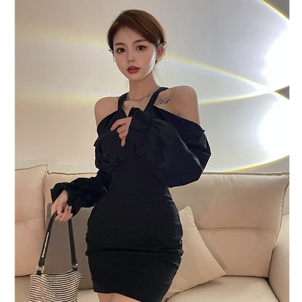 【Cocory.vn】Đầm ôm body trễ vai cổ yếm thời trang quyến rũ dành cho nữ | BigBuy360 - bigbuy360.vn