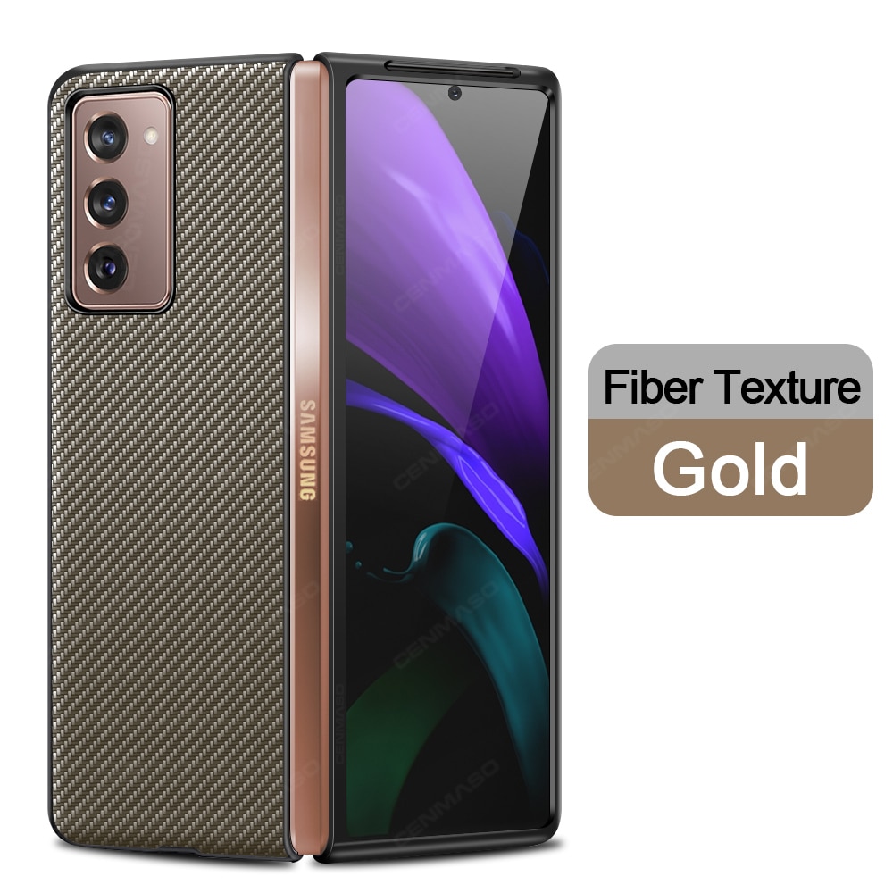 Ốp điện thoại nắp gập họa tiết vân sợi thời trang sang trọng cho Samsung Galaxy Z Fold 2 5G