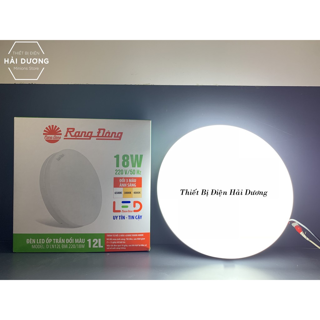 Đèn led ốp trần đổi màu D LN12L DM 220/18W Rạng Đông Vuông - Tròn Tràn Viền Vô Cực Đẹp Mắt