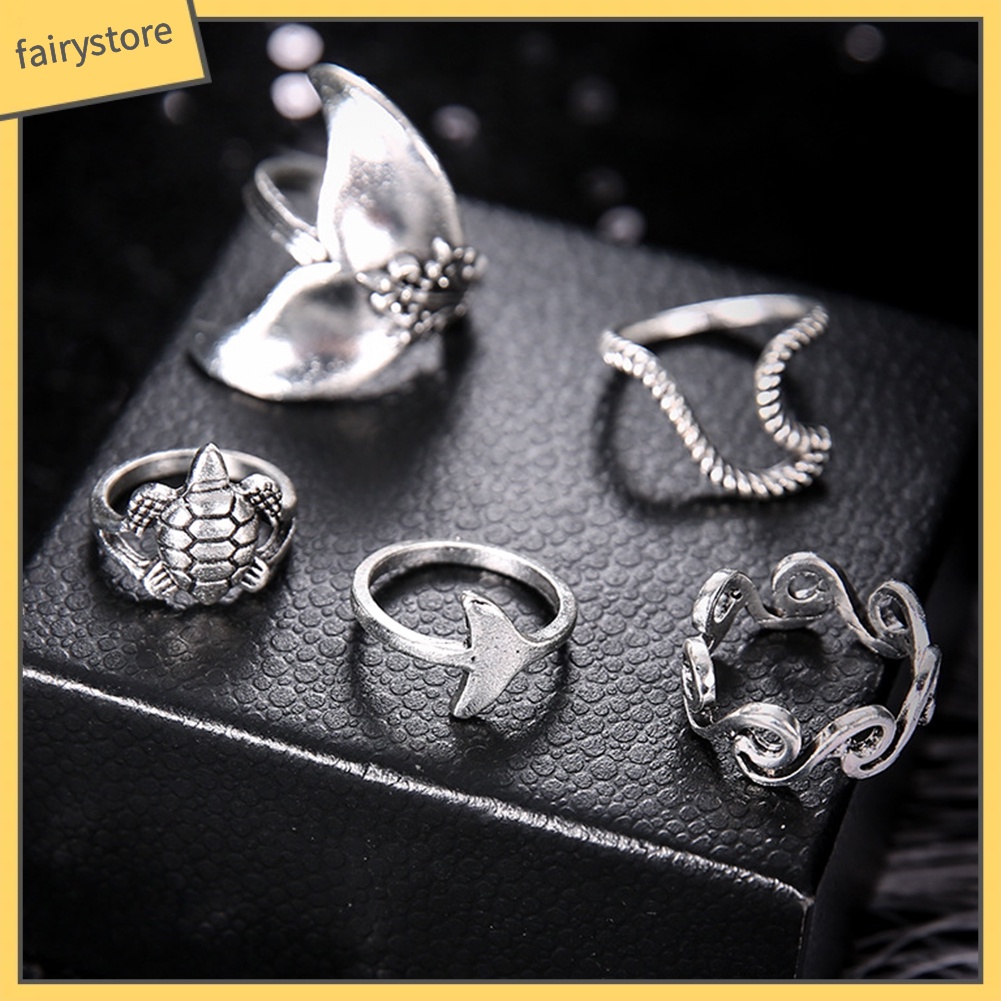 Set 5 Nhẫn Đeo Khớp Ngón Tay Phong Cách Boho Cho Nữ