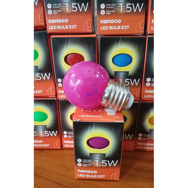 Bóng LED màu, Bóng đèn LED BULB trang trí 1.5W  nhiều màu Vàng/Đỏ/Xanh dương/Xanh lục/Tím, đui E27 của Nanoco