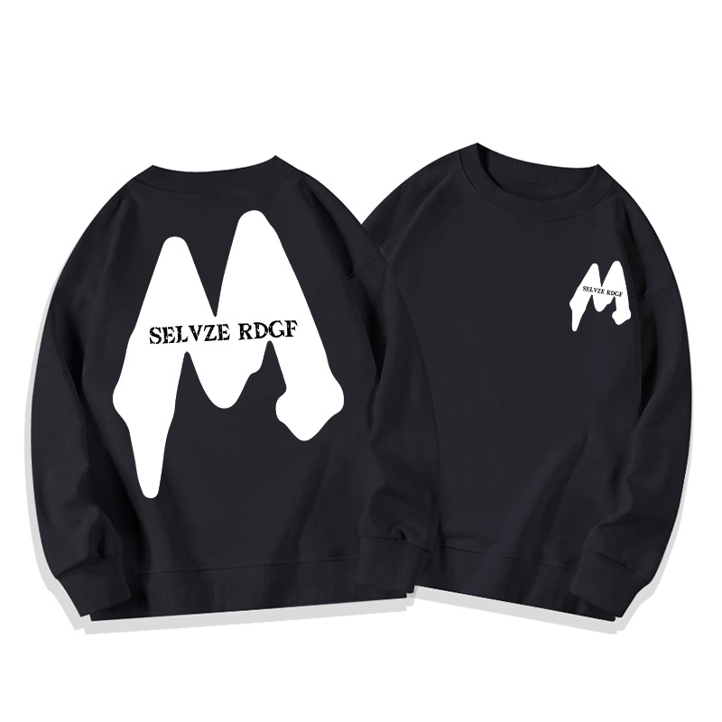 SELVZE Áo sweater Cổ Tròn Dáng Rộng Cỡ Lớn Phong Cách retro Mỹ Cá Tính Cho Nữ