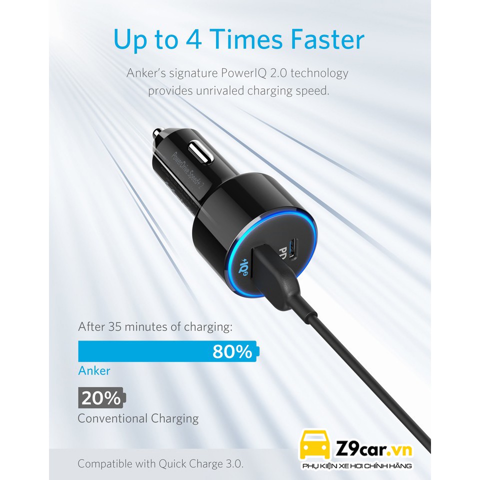 Tẩu sạc ô tô Anker PowerDrive PD +2 [BẢO HÀNH CHÍNH HÃNG]