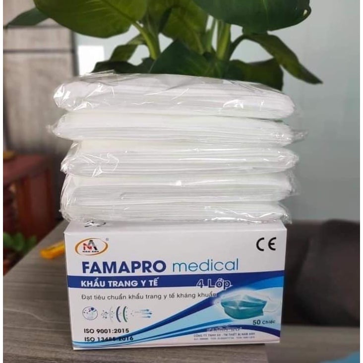 Chính hãng-Khẩu trang y tế NAM ANH FAMAPRO cô gái màu trắng bịch 10 cái hộp 50 cái ,