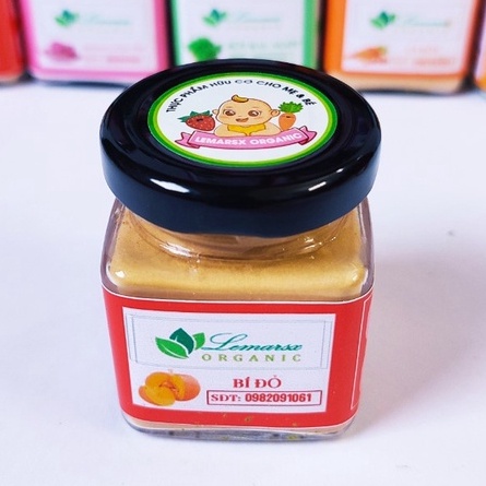 Bột Bí Đỏ Hữu Cơ Sấy Lạnh Nguyên Chất 90gram Cho Bé Ăn Dặm