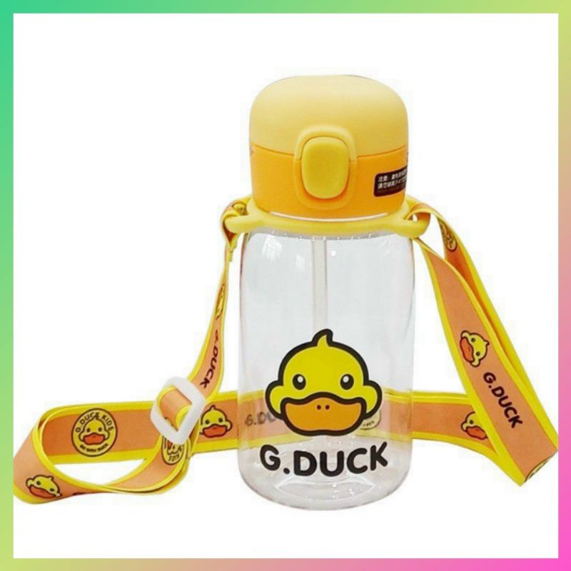Bình nước G.DUCk , bình nước cho bé đi học có dây đeo ,nhựa nguyên sinh ABS  an toàn dung tích 400ml