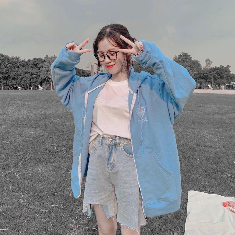 Áo khoác Hoodie nỉ nam nữ form rộng Heart Korea Freesize mặc vừa từ 40-65kg Molly Fashion | BigBuy360 - bigbuy360.vn