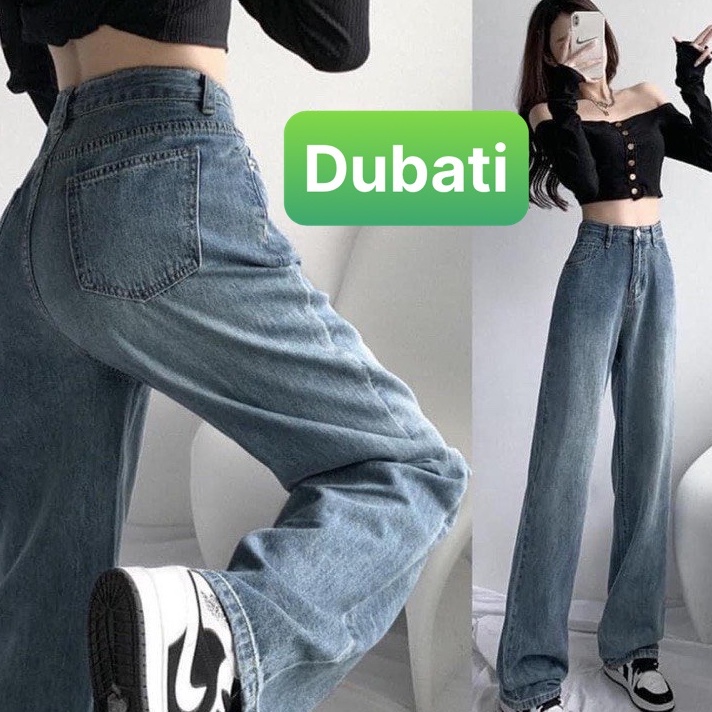 QUẦN BAGGY JEAN NỮ XANH CHẤT BÒ ỐNG RỘNG DÀI LƯNG CAO NÂNG MÔNG PHONG CÁCH SANG CHẢNH NEW VIP -DB 20- DUBATI FASHION