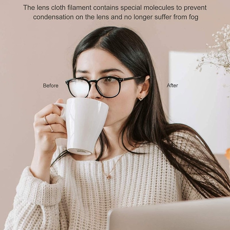 1 Túi Khăn Lau Mắt Kính Bằng Vải Da Lộn Sợi Nhỏ Chống Sương Mù Có Thể Tái Sử Dụng