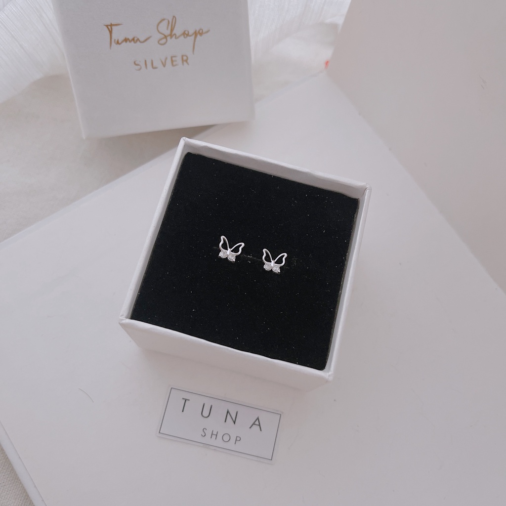 Khuyên tai gắn đá hồ điệp nhỏ, Bông tai Bạc đính đá cao cấp TUNASILVER, 𝐂𝐚𝐦 𝐤𝐞̂́𝐭 𝐜𝐡𝐮𝐚̂̉𝐧 𝐁𝐚̣𝐜 𝐓𝐔𝐍𝐀𝐒𝐇𝐎𝐏 𝐓𝐫𝐚𝐧𝐠 𝐬𝐮̛́𝐜 𝐁𝐚̣𝐜
