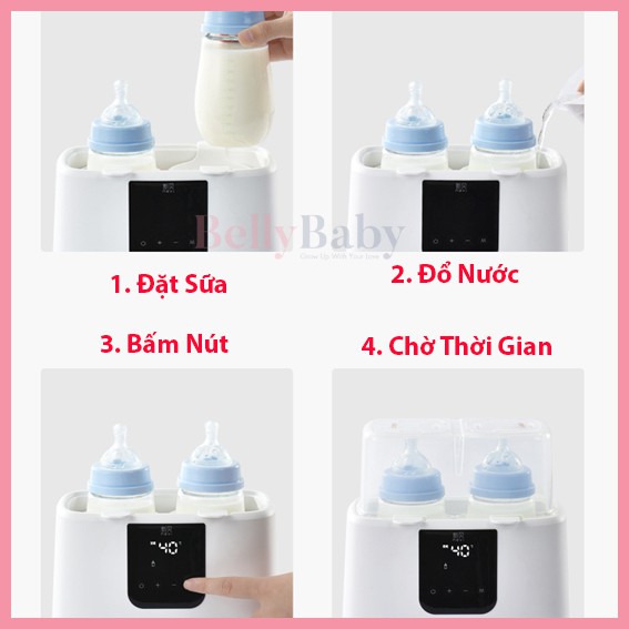 Máy Hâm Sữa Tiệt Trùng Điện Đôi NEVI Đa Chức Năng Công Nghệ Châu ÂU