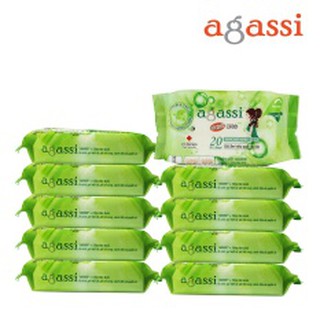 Combo 10 gói khăn ướt agassi không mùi 20 tờ