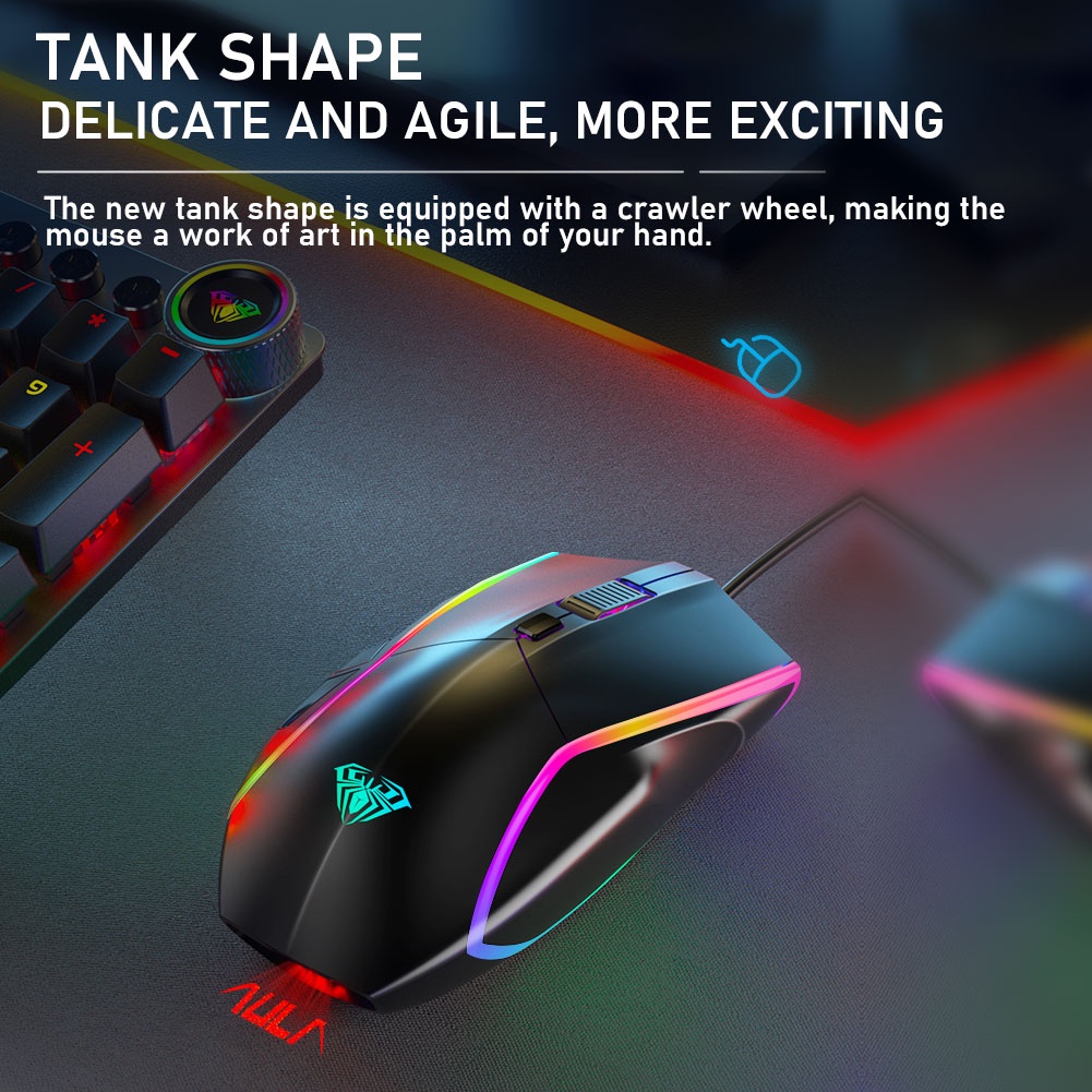 Chuột quang chơi game AULA F830 USB 7 nút bấm 6400DPI dành cho máy tính để bàn