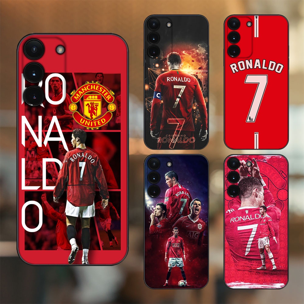Ốp lưng Samsung S21, S21 Plus, S21 FE, S22, S22 Plus viền đen in hình Cristiano Ronaldo MU Manchester United CR7