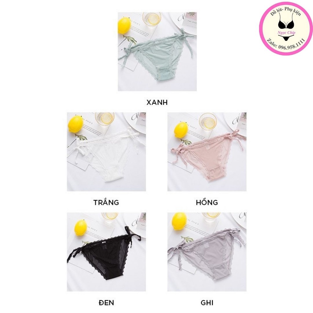 Quần lót ren nữ Sexy , quần chíp dây buộc sườn xuyên thấu phong cách gợi cảm quyến rũ NĐ07