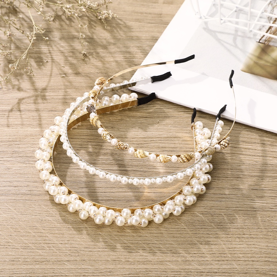 Băng Đô Cài Tóc Hình Vỏ Sò Bằng Hợp Kim Mỏng Đính Ngọc Trai Phong Cách Hàn Quốc Cho Nữ