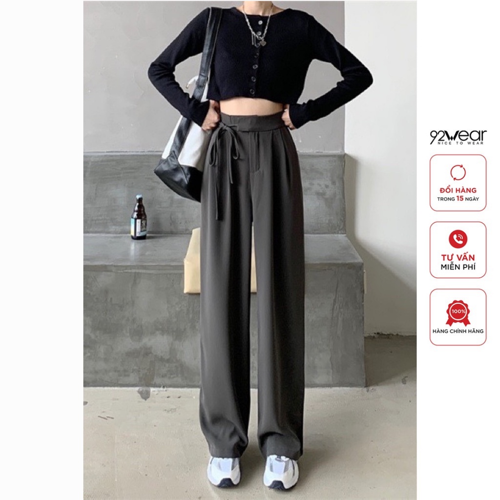 Quần suông 92WEAR vải ruby Hàn mướt mịn, mặt vải đẹp trẻ, chất đanh dày dặn WQ044