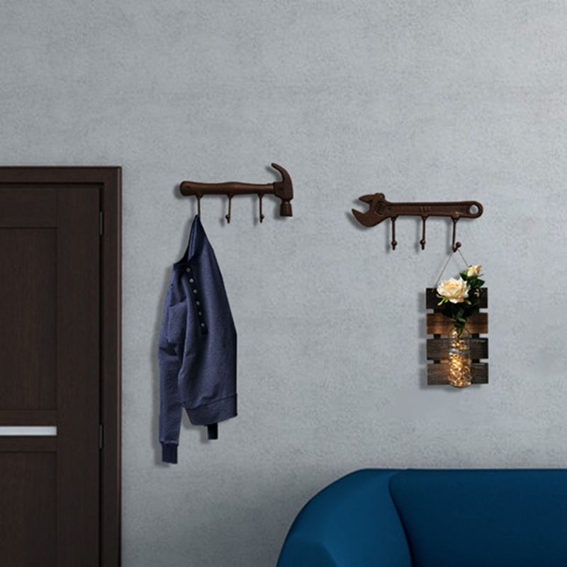 Móc Treo Đồ Gắn Tường Bằng Sắt Hình Cờ Lê Phong Cách Vintage