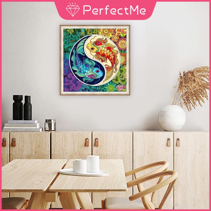 Bộ Tranh Đính Đá 5d Tự Làm 40x40cm Hình Cá Dễ Thương