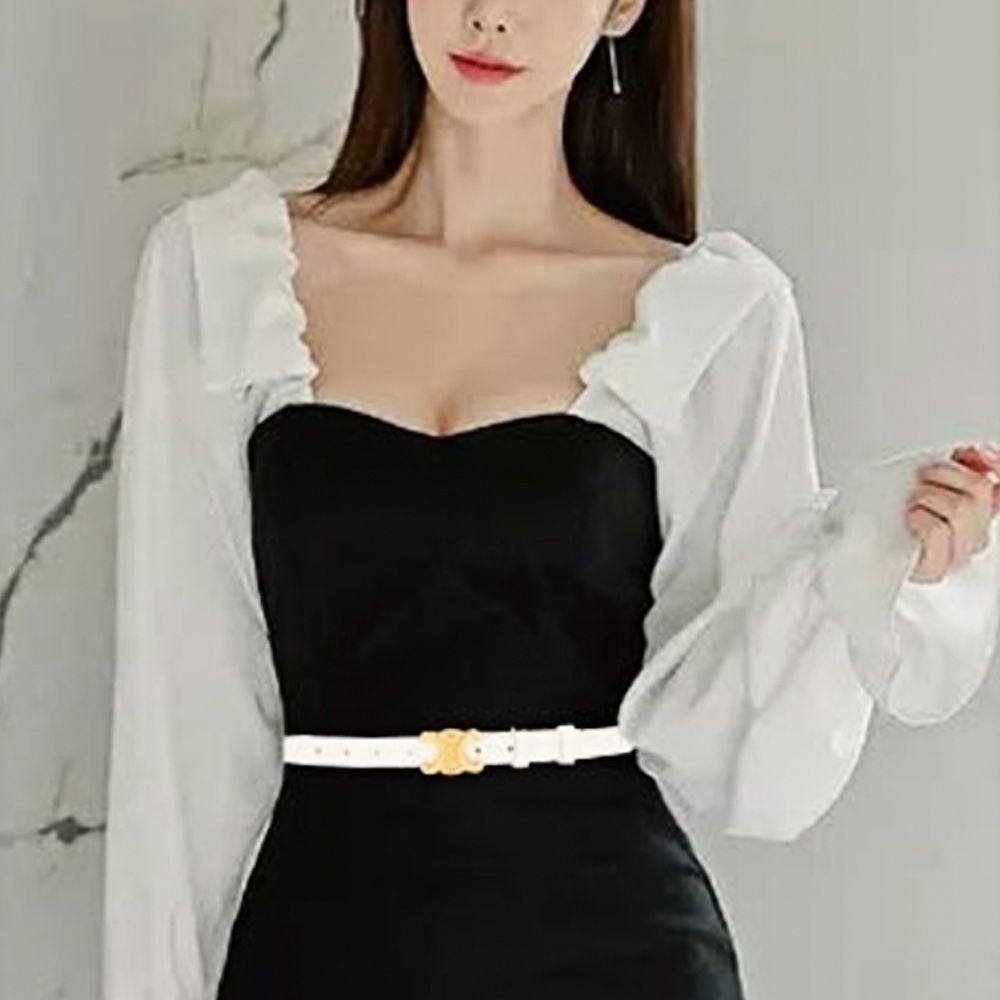 Thắt Lưng Da PU Hai Màu Trơn Khóa Chữ C Dễ Phối Đồ Thời Trang Cho Nữ MXGOODS