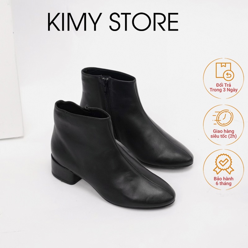 Boot nữ da dê VAG xuất Úc, boots nữ cổ thấp da thật gót 3cm- Kimy Store