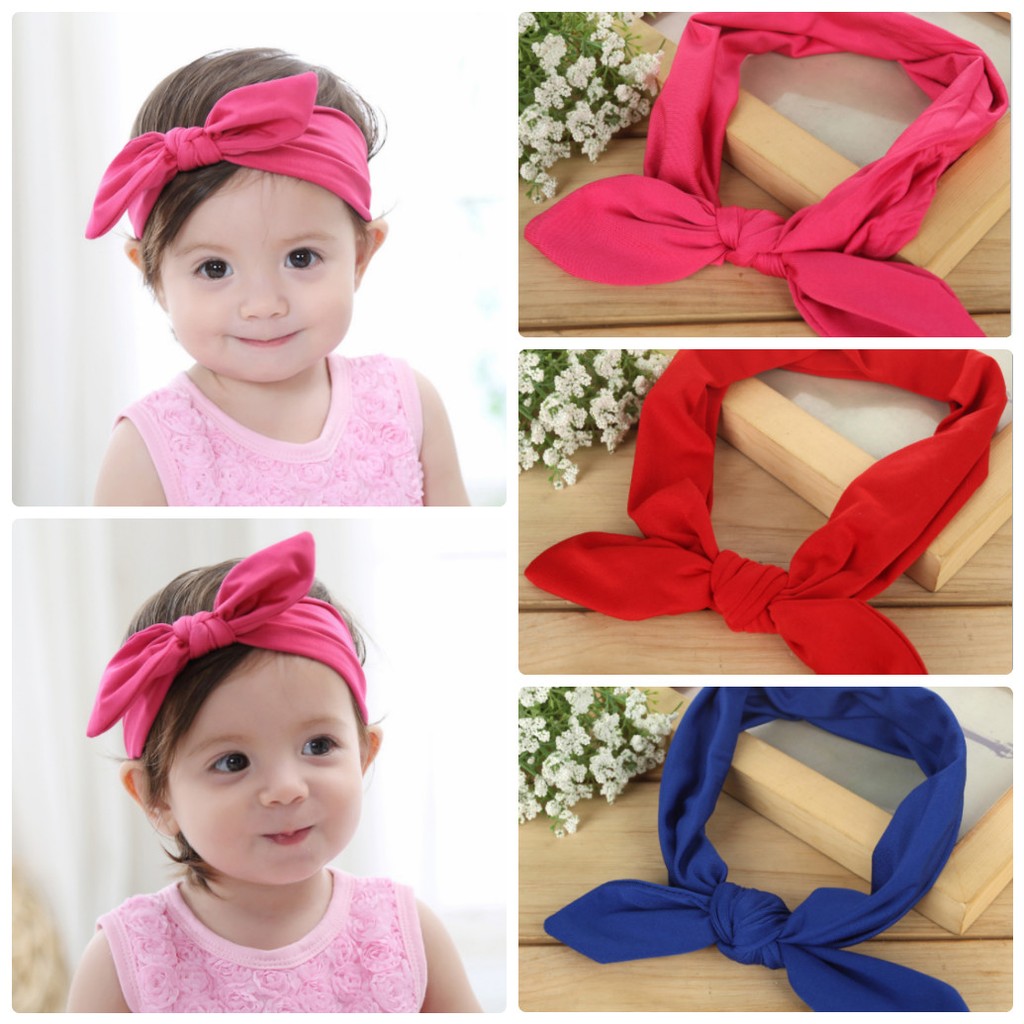 Set 3 băng đô tai thỏ cotton cho nàng công chúa
