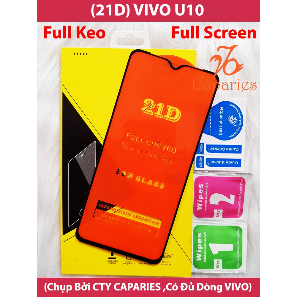 Cường lực Full màn Vivo U10 / U20 / U3 full keo thế hệ mới