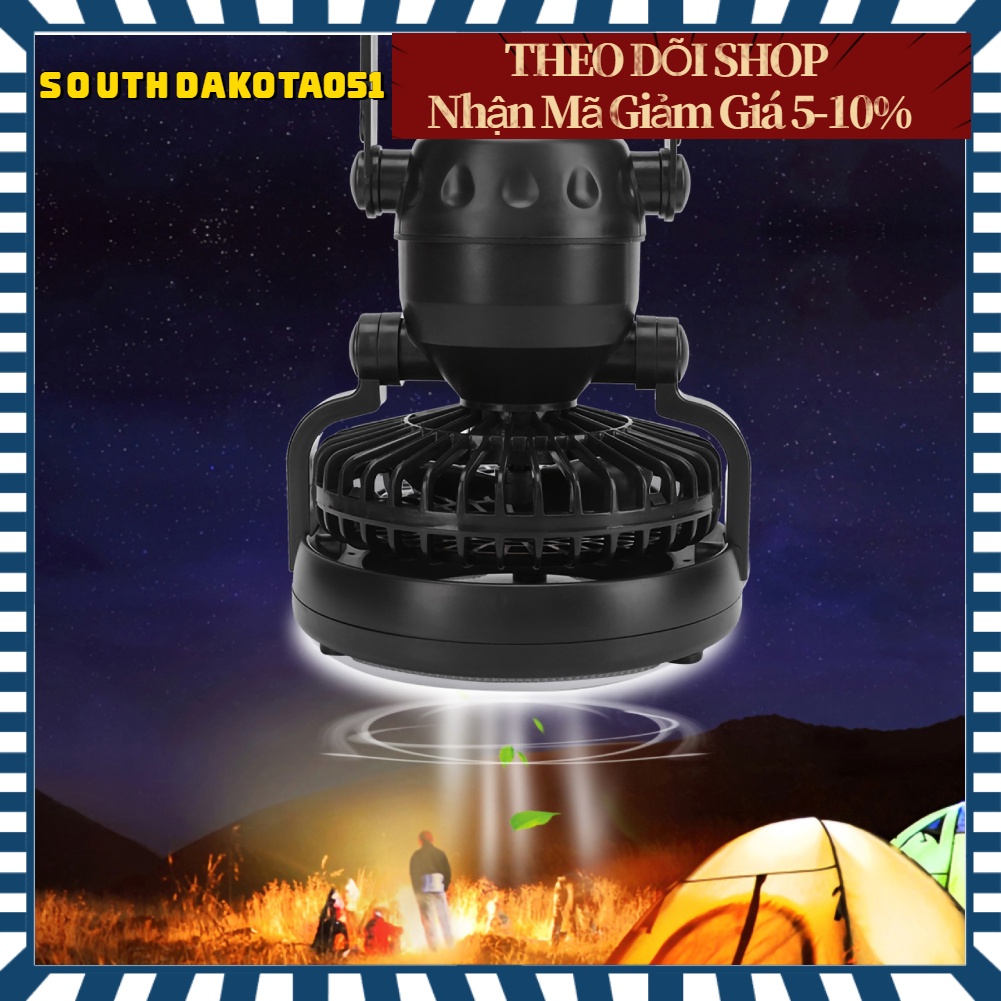 Đèn + Quạt treo lều cắm trại 2 trong 1 ABS nhẹ 18LED di động đa chức năng kèm móc treo tiện dụng