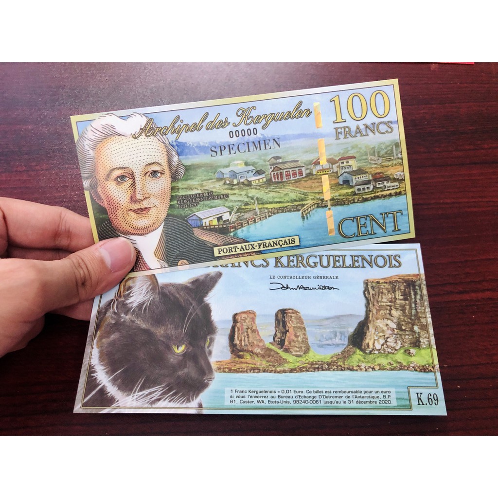 Tờ hình con mèo 100 Francs thuộc Pháp lưu niệm, quà tặng lì xì tết người tuổi Mão