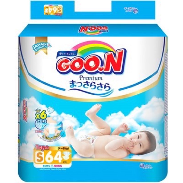 (HCM- CẮT TEM - MẪU MỚI) Tã dán Goon Premium đủ size S70/ S64/ M60/ L50