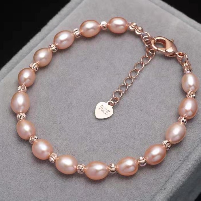 Vòng Tay Ngọc Trai Hình Gạo Nước Ngọt Đơn Giản Có Thể Điều Chỉnh Làm Quà Tặng Cho Bạn Gái