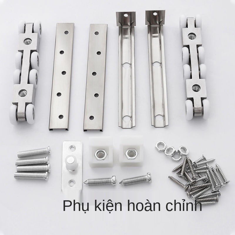 ray treo cửa lùa inox cần trục lăn bằng gỗ kính bánh xe nhà bếp trượt gấp Ròng rọc đường