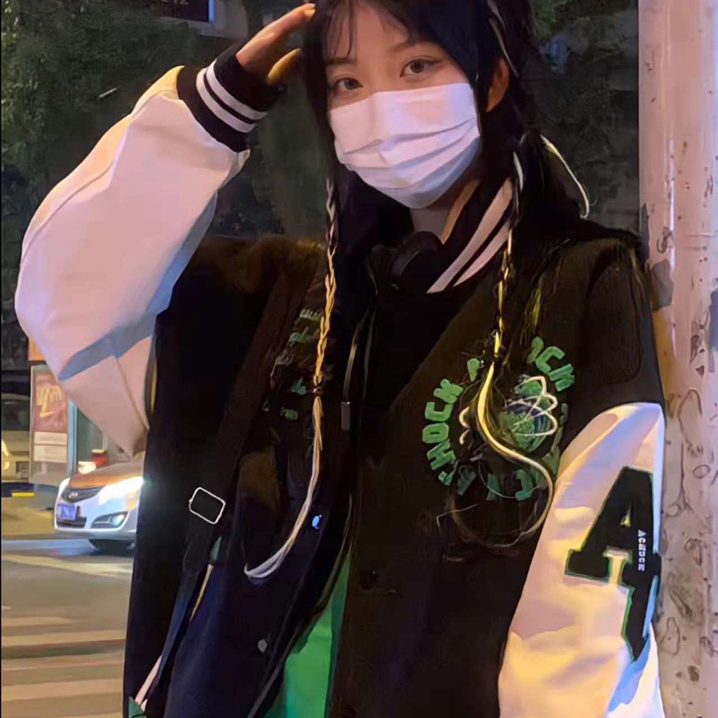 Áo Khoác Bóng Chày Dáng Rộng Phong Cách Mỹ Thời Trang Mới Cho Cặp Đôi