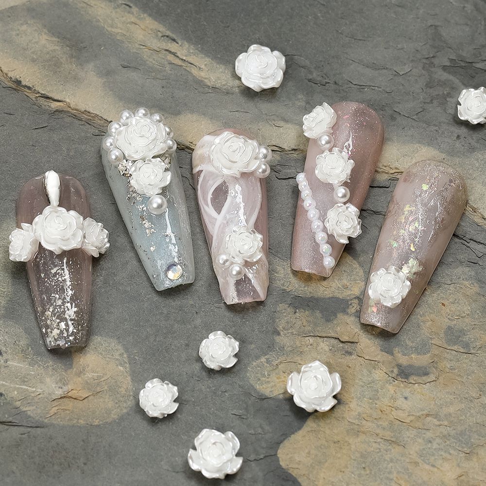 [Hàng mới về] Phụ kiện trang trí móng tay hình hoa trà xinh xắn