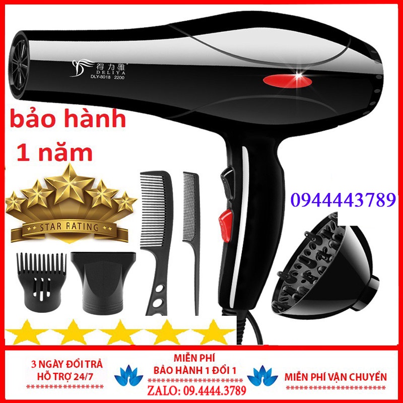 Máy sấy tóc công suất lớn tạo kiểu DELIYA chính hãng , máy khò tóc 2 chiều nóng lạnh 2200w bảo hành 12 tháng