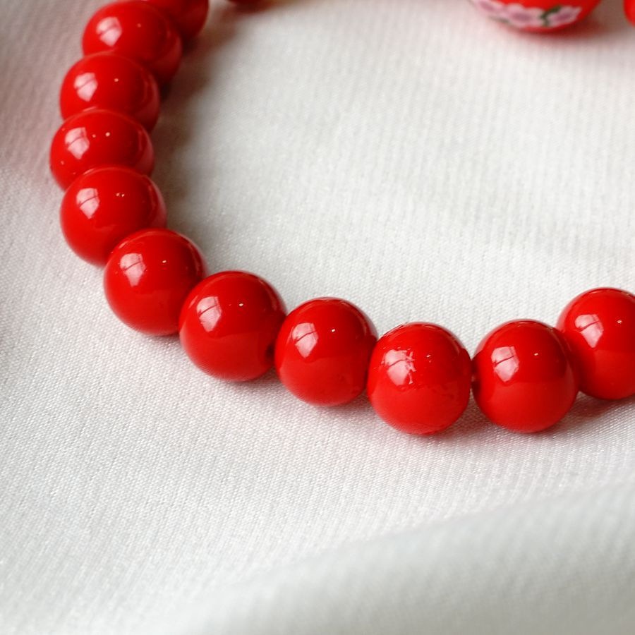 [Hàng sẵn] Vòng đeo tay chuỗi hạt đỏ có charm mèo may mắn, lắc tay mèo thần tài đỏ, Vòng tay may mắn học tập