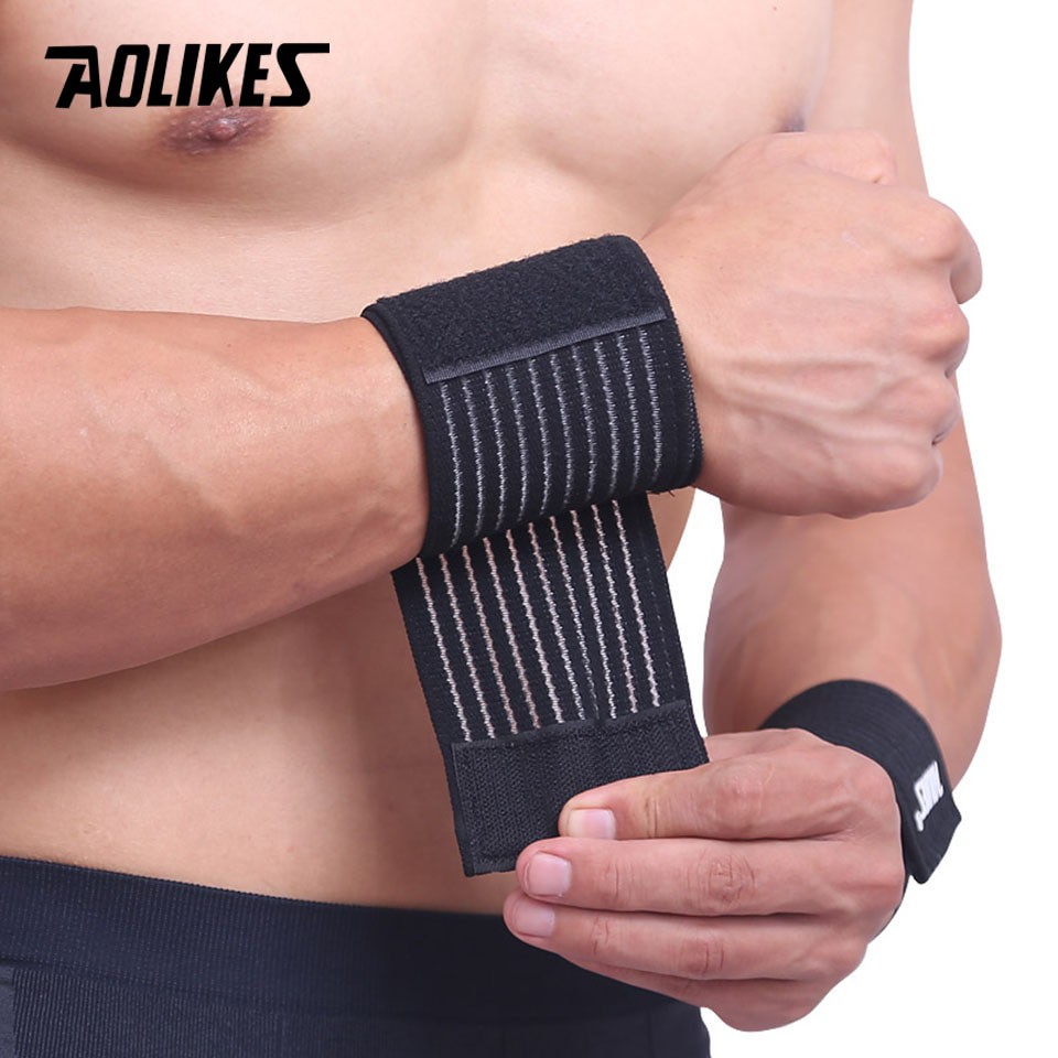 Băng quấn cổ tay tâp gym AOLIKES A-1535 co dãn thoáng khí bảo vệ khớp cổ tay sport bandage