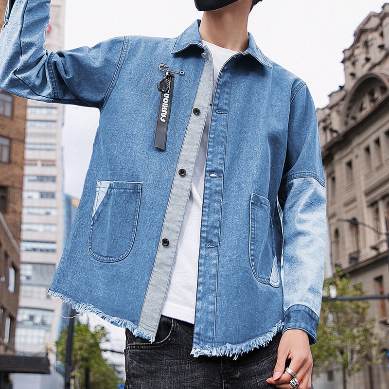 Áo khoác/Áo jacket/Áo nam, chất liệu bò, phong cách Hàn Quốc, kiểu dáng rộng rãi, phù hợp cho mùa thu, cập nhật xu hướng