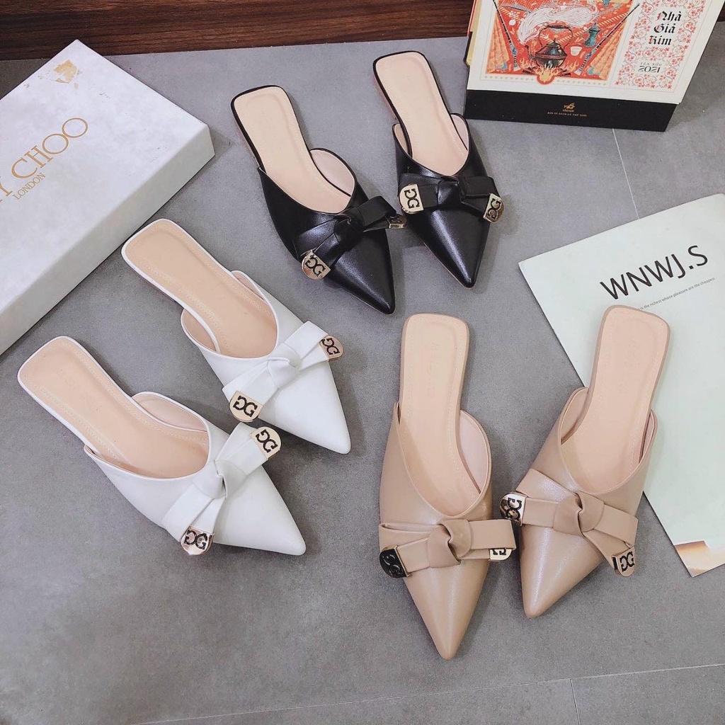 Giày Sục Nữ MINHTUYETSHOES Đế Bệt Mũi Nhọn - Giày Búp Bê Nữ Thắt Nơ Khóa DG Đẹp Mẫu Mới Mã SDG ĐI TIỆC,ĐI CHƠI,ĐI LÀM