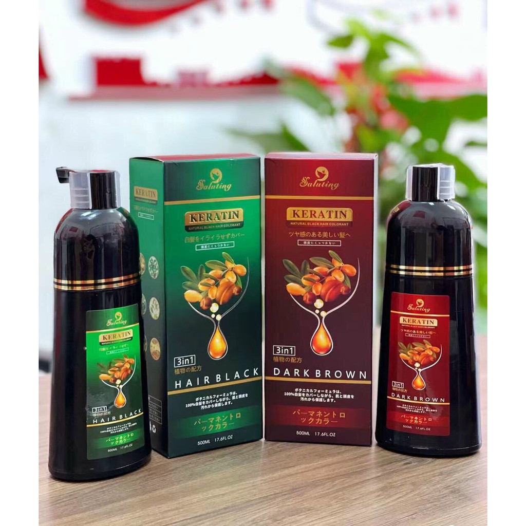 DẦU GỘI PHỦ BẠC NÂU +ĐEN KERATIN, DẦU GỘI PHỦ BẠC KERATIN CAO CẤP 500ML TẶNG KÈM MŨ | BigBuy360 - bigbuy360.vn