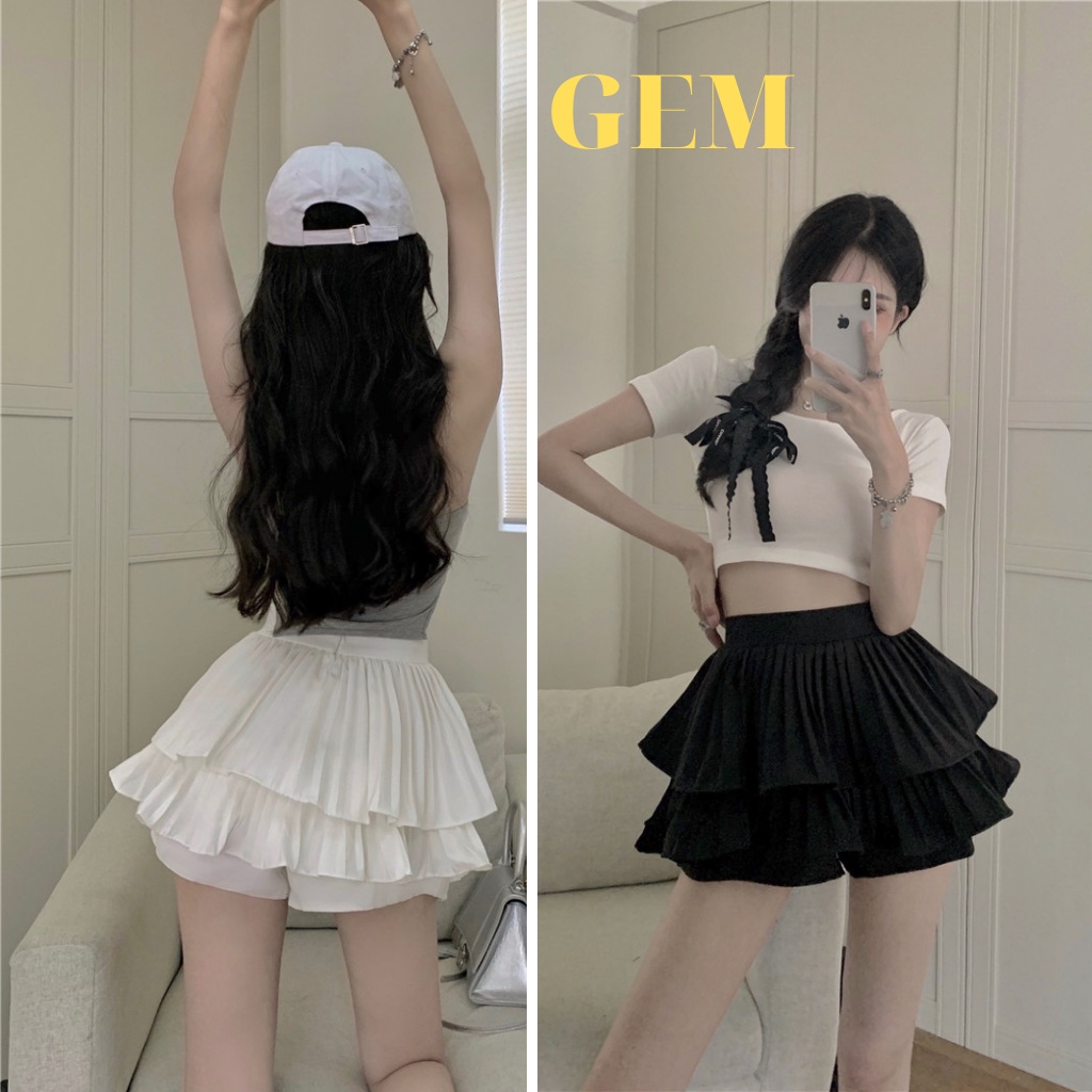 Chân váy xếp ly công sở ngắn xòe 2 tầng