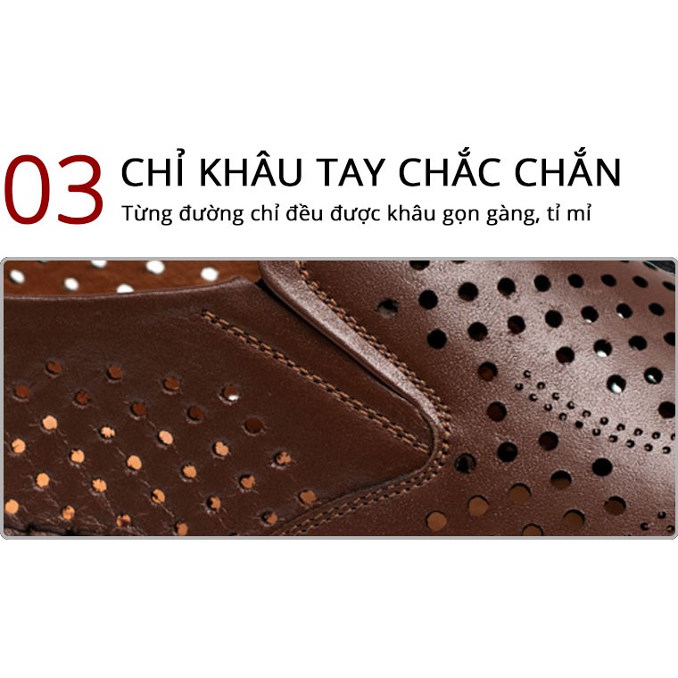 Giày Lười Nam Da Bò Thật 100% Cách Tân Thể Thao Đục lỗ thoáng khí  (2H - 50) | BigBuy360 - bigbuy360.vn