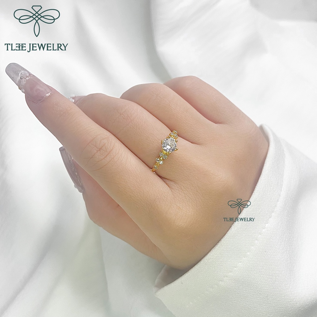 Nhẫn bạc nữ TLEE Elise mạ vàng 14k đính đá sang trọng TleeJewelry A0145
