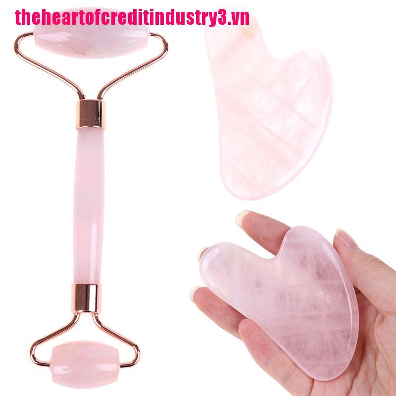 INS Facial Massage Crystal Roller Jade Roller Stone Natural Rose Beauty Skin Tool