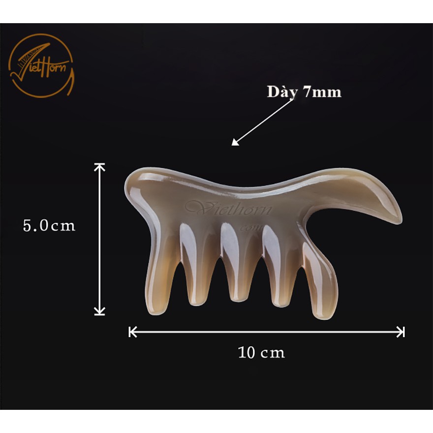 Lược mát xa đa năng bằng sừng VIETHORN chải tóc kết hợp massa mặt làm đẹp da, đánh tan stress