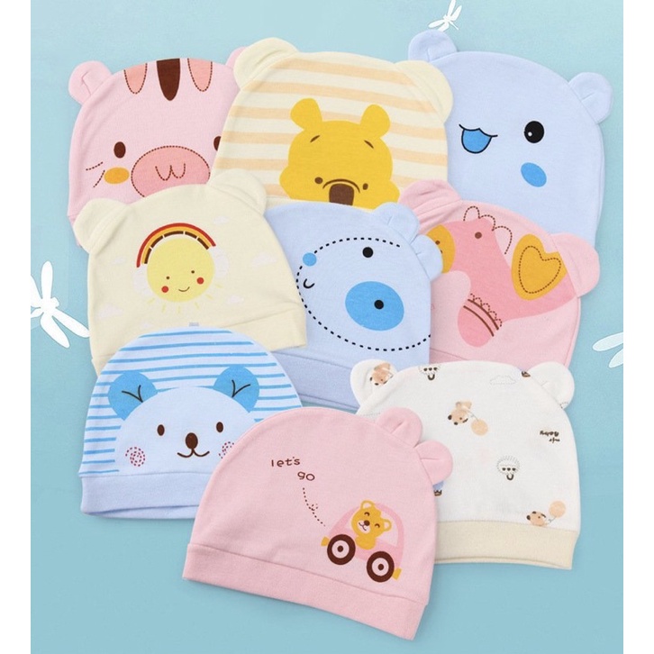 Mũ Sơ Sinh Tai Gấu Cho Bé Chất Liệu Cotton Chubby Store
