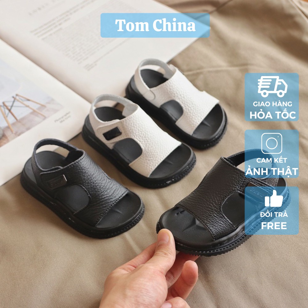 Sandal đen trắng mùa hè quai dán cho bé trai từ 2 tuổi cực đẹp cực nhẹ cực êm.