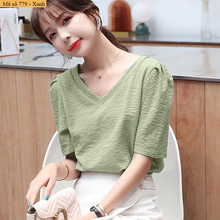 (XẢ HÀNG LẺ SIZE)- ÁO sơ mi công sở nữ cổ v xinh xắn-B779